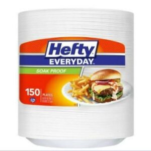 (2 pack) Hefty Everyday Soak-Proof Foam Plates, White, 9 Inch, 150 Count