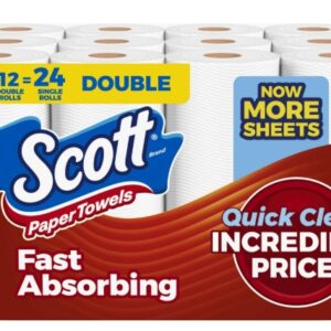 Scott Paper Towels, Choose-A-Sheet, 12 Double Rolls